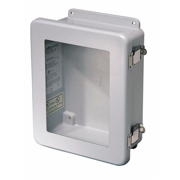 Wiegmann Fiberglass Electrical Enclosures, 15.60 in H, 5.94 in D, 14 in W, NEMA 4X, 6P, 12, Hinged - HW-J161406CHQRW