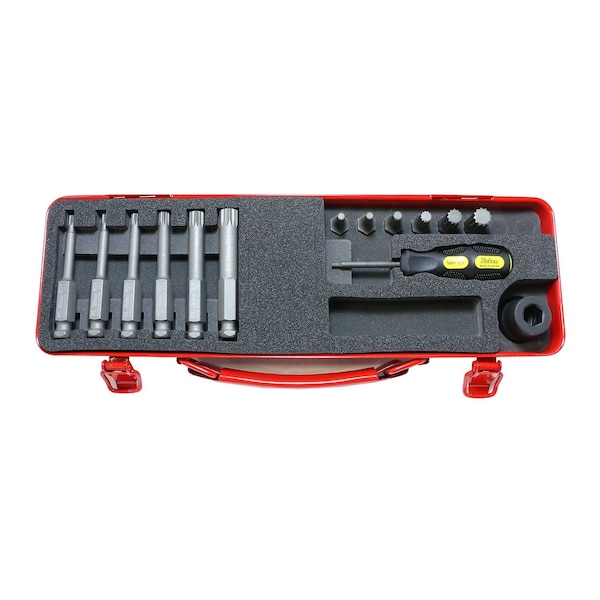 Ko-Ken Bit + Bit Holder Set XZN M4-M12 14 pieces 1/2 Sq. Drive - 14210X