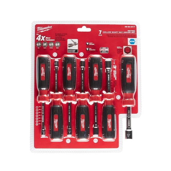 Milwaukee Tool 7 PC Hollow Shaft Metric Nut Driver Set - 48-22-2417