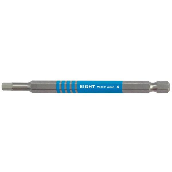 Eight Tool EX-IMPACT HIGH IMPACT HEX BIT 6.35MM SHANK 9MM GROOVE COLOR CODED, 4 X 100MM OAL LTBL - EA-610C 4mm x 100
