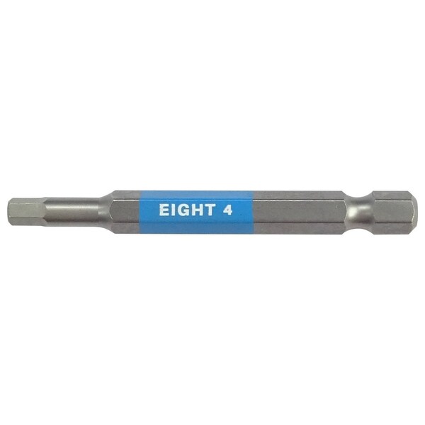Eight Tool EX-IMPACT HIGH IMPACT HEX BIT 6.35MM SHANK 9MM GROOVE COLOR CODED, 4 X 65MM OAL LTBL - EA-610C 4mm x 65