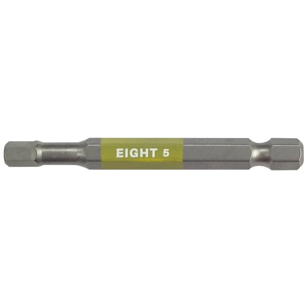 Eight Tool EX-IMPACT HIGH IMPACT HEX BIT 6.35MM SHANK 9MM GROOVE COLOR CODED, 5 X 65MM OAL YLW - EA-610C 5mm x 65