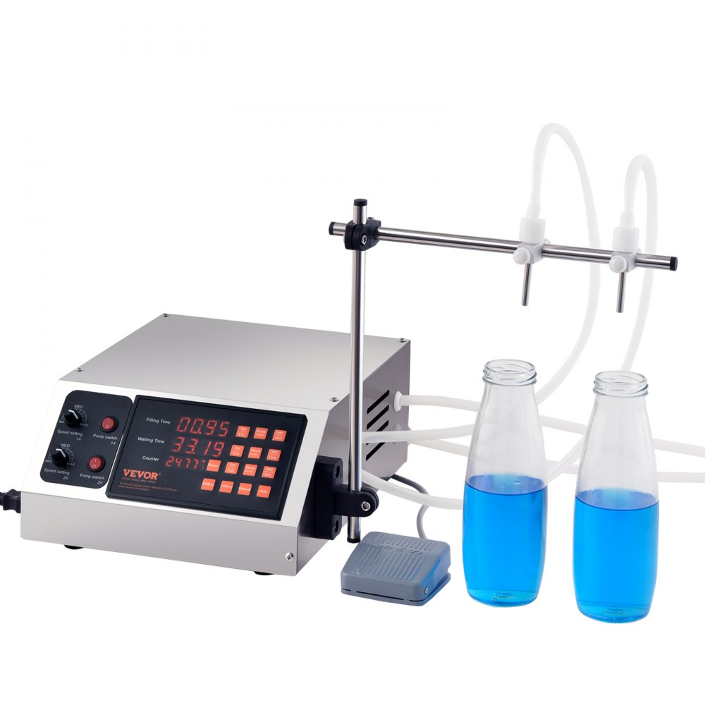 VEVOR Liquid Filling Machine, 10-4000ml Filling Capacity, Automatic Bottle Filler Machine Bottling Machine Digital Control for Milk, Water, Wine, Beverage, Soy Sauce, Vinegar, Alcohol (Double Nozzle) - WSDBGYGZJ34LIT0A5V1
