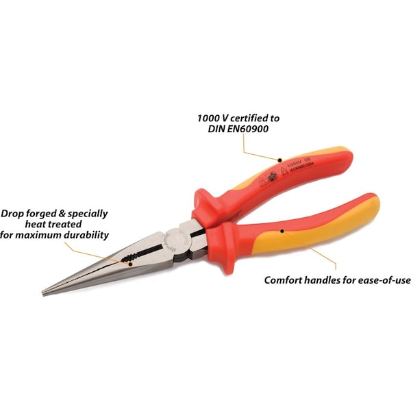 Dynamic Tools 6" Long Nose Pliers, Insulated Handle - D055104