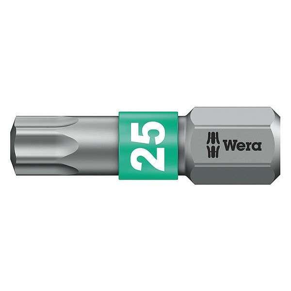 Wera Torx Bit, 25x25mm, 1/4" Hexagon Drive, PK10 - 05066126001