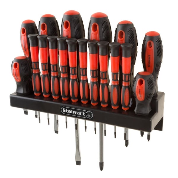 Stalwart Stalwart 75-HT4088 18 Piece Screwdriver Set with Wall Mount & Magnetic Tips - 75-HT4088