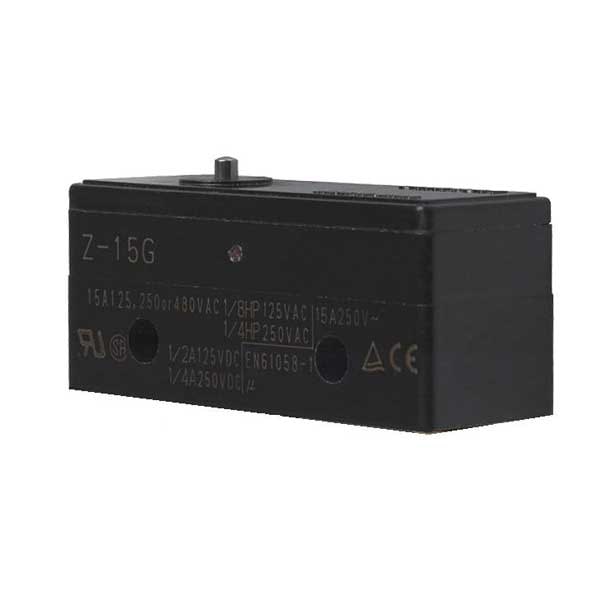 Interruptor de acción rápida industrial Omron, pasador, actuador de émbolo, SPDT, capacidad de contacto de 15A @ 480V CA - Z-15G