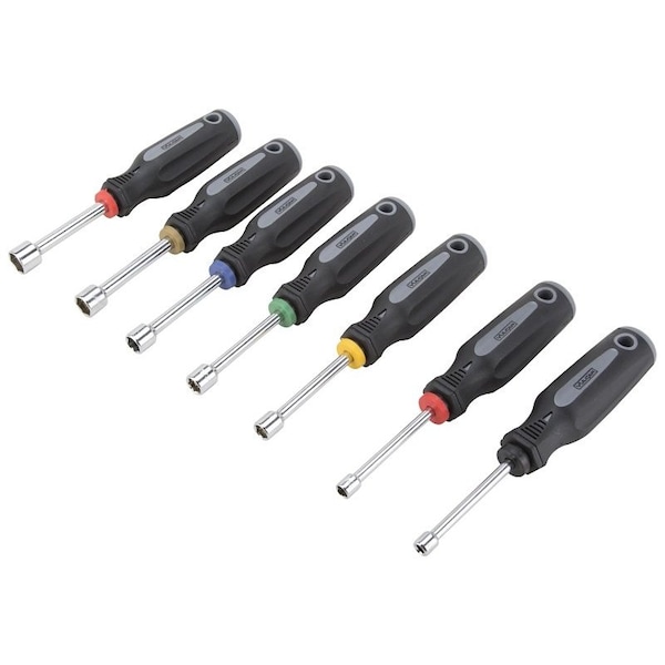 Vulcan Nut Driver Set, 7-Piece, Carbon Steel, Chrome, Black & Gray Handle - SD-SET-3