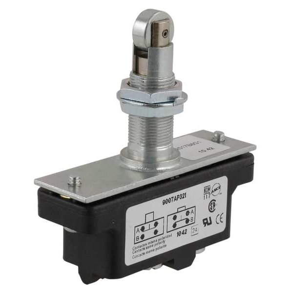 Interruptor de acción rápida industrial Telemecanique Sensors, montaje en panel, émbolo, actuador de rodillo, 1NC / 1NO - 9007AP321