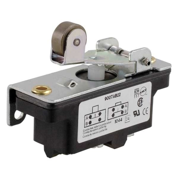 Interruptor de acción rápida para uso industrial Telemecanique Sensors, con palanca y actuador de rodillo, 1NC/1NO, capacidad de contacto de 15A @ 600V AC - 9007AB22.