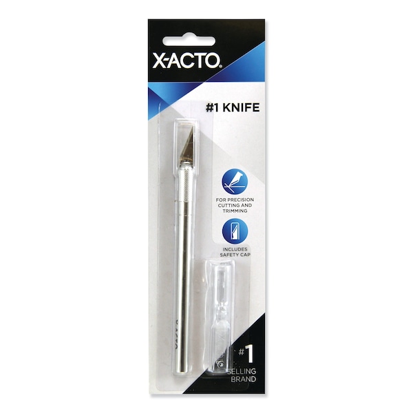 X-Acto No. 1 Z-Series Precision Utility Knife with Replaceable Steel Blade, Safety Cap, Silver - XZ3601W
