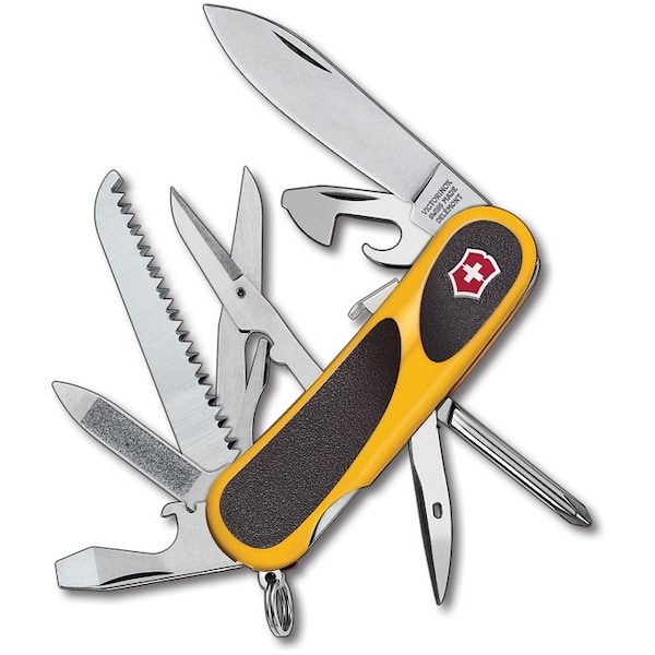 Swiss Army Brands 2024 Victorinox 2.4913.Sc8Us1 Evolution Grip S18 Yellow / Black 85Mm, Clam Pack - VIC-2.4913.SC8-X2