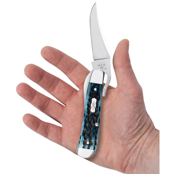 Case Cutlery Knife, Case Pocket Worn Mediterranean Blue Bone RussLock - 51859