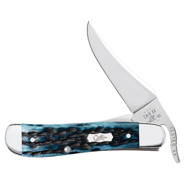 Case Cutlery Knife, Case Pocket Worn Mediterranean Blue Bone RussLock - 51859