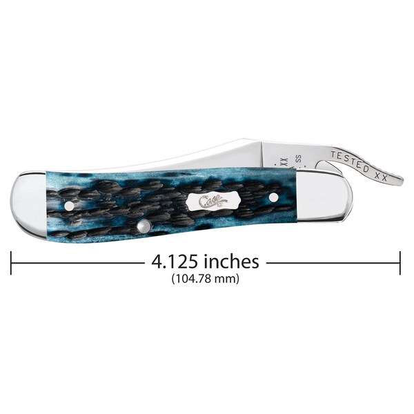 Case Cutlery Knife, Case Pocket Worn Mediterranean Blue Bone RussLock - 51859