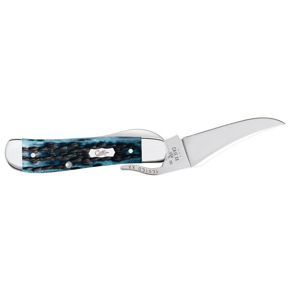 Case Cutlery Knife, Case Pocket Worn Mediterranean Blue Bone RussLock - 51859