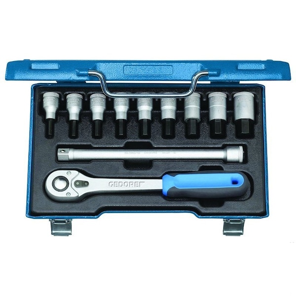 Gedore Screwdriver Bit Socket Set, 1/2", 5-17mm, Number of Pieces: 11 - IN 19 Q