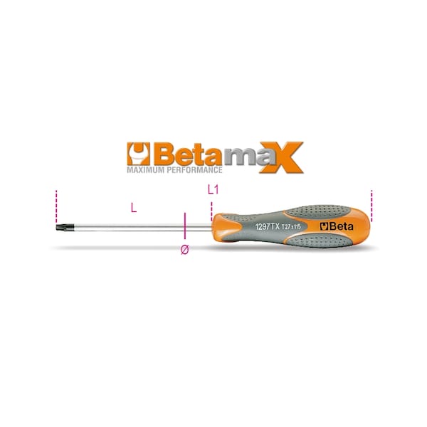 Beta 1297TX T10 Drivers for Torx Head Screws, Ergonomic Handle - 012970010