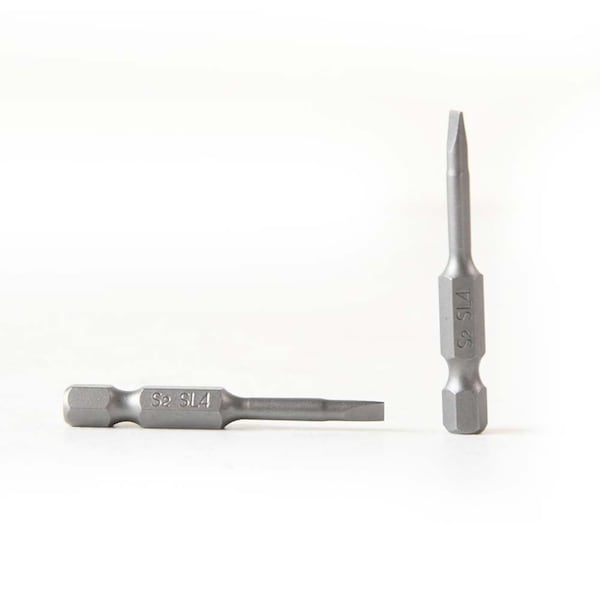 Superior Steel Single End Slotted Screwdriver Bits - 2 Inch Long - 4mm Wide Slot, PK 10 - BS204-10PK