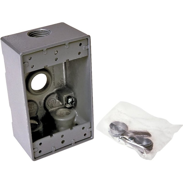 Hubbell Weatherproof Box, 4-Outlet, 1-Gang, Aluminum, Gray, Powder-Coated - 5321-0
