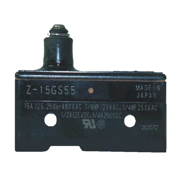 Interruptor de acción rápida industrial Omron, actuador de émbolo, SPDT, clasificación de contacto de 15A @ 480V CA - Z-15GS55