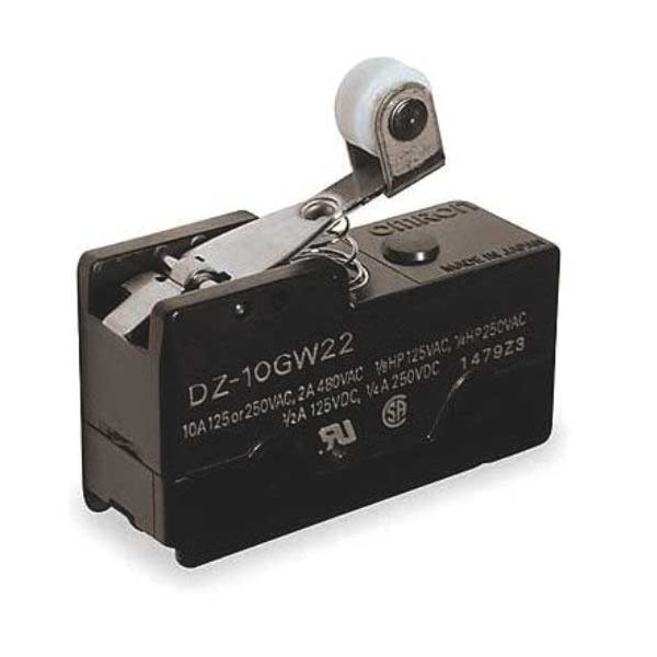 Interruptor de acción rápida industrial Omron, rodillo de bisagra, actuador de palanca, DPDT, calificación de contacto de 10A @ 240V AC - DZ-10GW22-1A