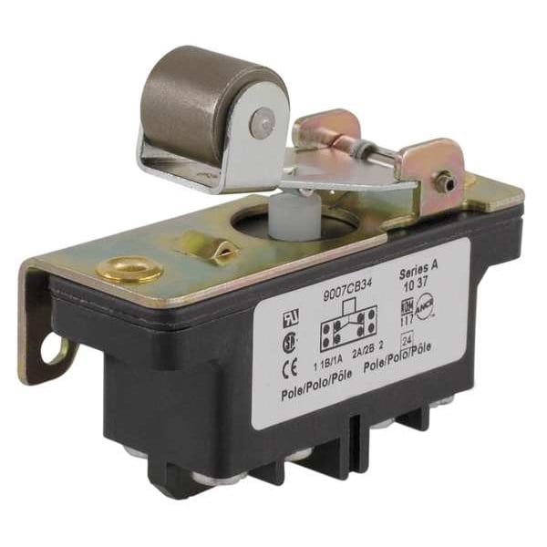 Interruptor de acción rápida industrial Telemecanique Sensors, palanca, actuador de rodillo, 2NC/2NO, calificación de contacto de 10A @ 600V CA - 9007CB34.