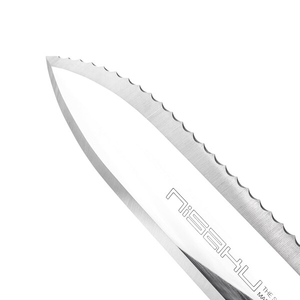 Nisaku Knife, Steel, Serrated, 7.5" Blade - NJP800