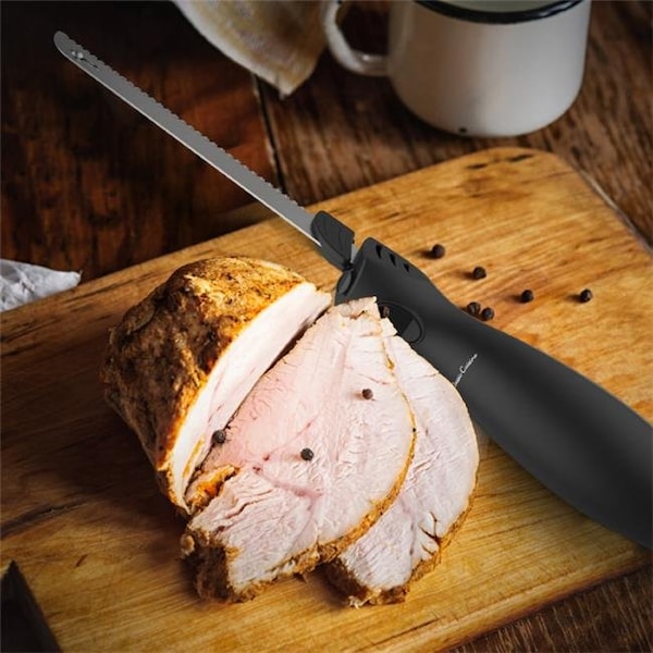 Classic Cuisine Classic Cuisine 82-KIT1015 8 in. Serrated Stainless Steel Blade with Comfort Grip Handle Electric Carving Knife; Silver - 82-KIT1015