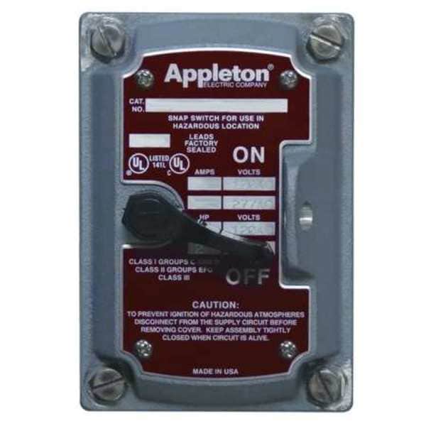 Appleton Electric Cubierta/Cámara/Interruptor, 3 vías, 1 Gang, 30A - EDSF33WQ