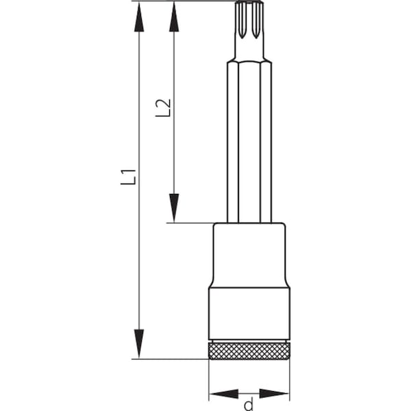 Gedore Screwdriver Bit Socket, 1/2", Long M12, Measurement Type: SAE - INR 19 L 12-100