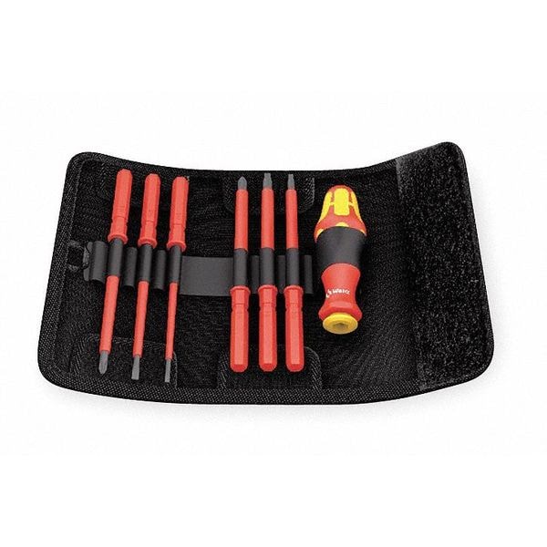Wera Phillips, Slotted, Square Recess, External Hexagon Bit 6 in, Drive Size: 9 mm , Num. of pieces:7 - 05003473001