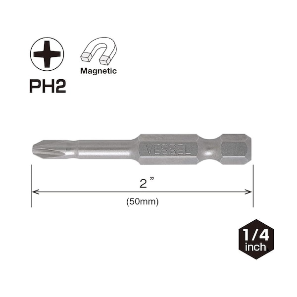Vessel NECK TORSION Power Bit PH2x50, PK25 - NTPH250P25K