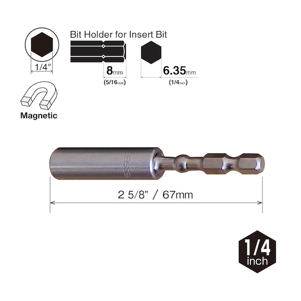 Vessel IMPACT BALL Torsion Bit Holder H1/4"x67 - IBHBM67P1