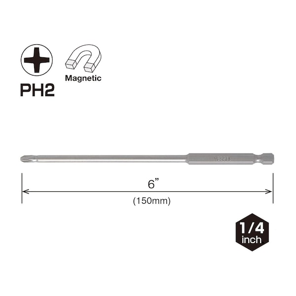 Vessel NECK TORSION Power Bit PH2x150, PK10 - NTPH2150P10K