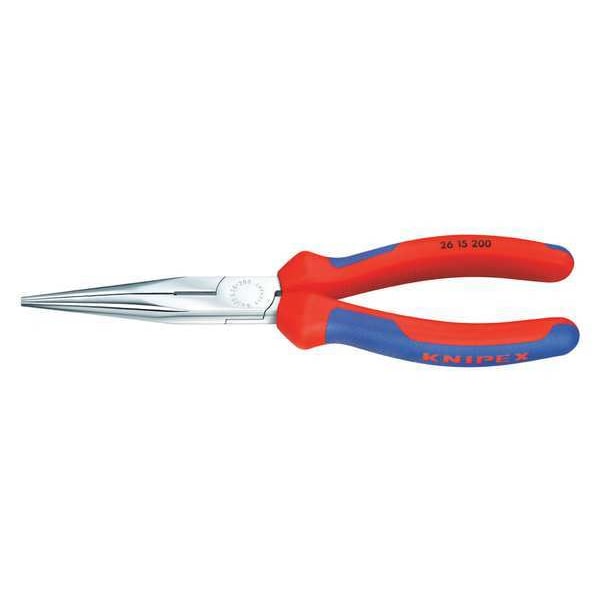 Knipex 8 in Long Nose Plier, Side Cutter Multi-Component Grip Handle - 26 15 200