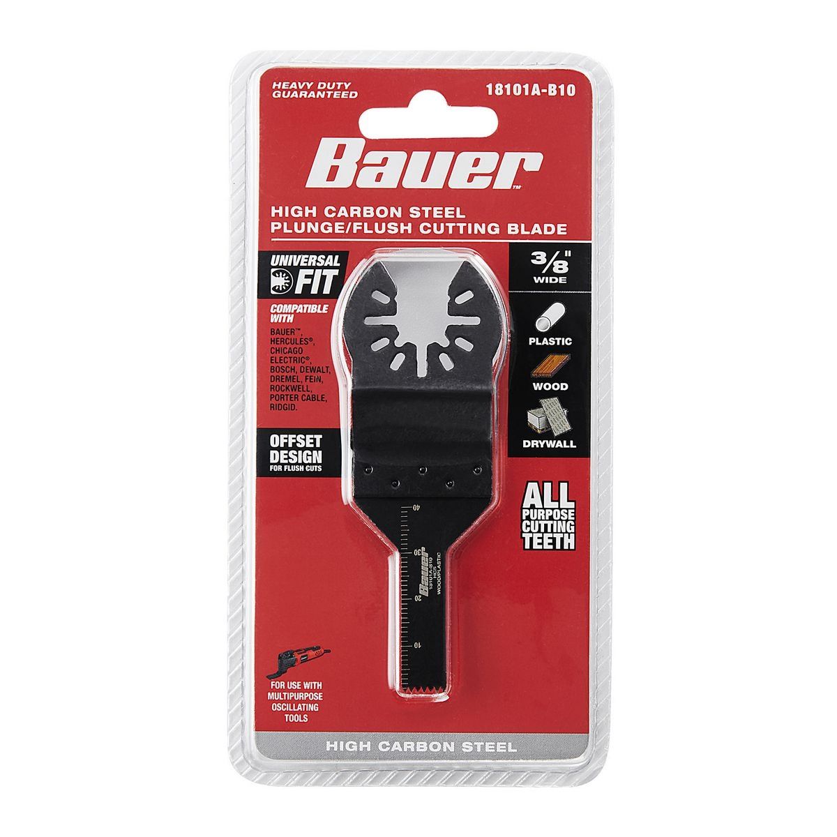 Cuchilla de inmersión/corte a ras de acero de alto carbono Bauer de 3/8 de pulgada para herramientas múltiples oscilantes - 64960