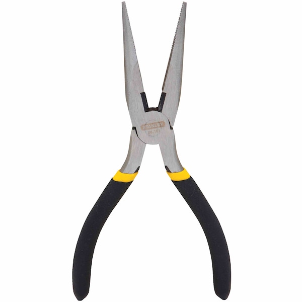 Stanley 6 in Long Nose Cutting Pliers 1 1/4 Jaw Opening Dipped Handle - 84-101
