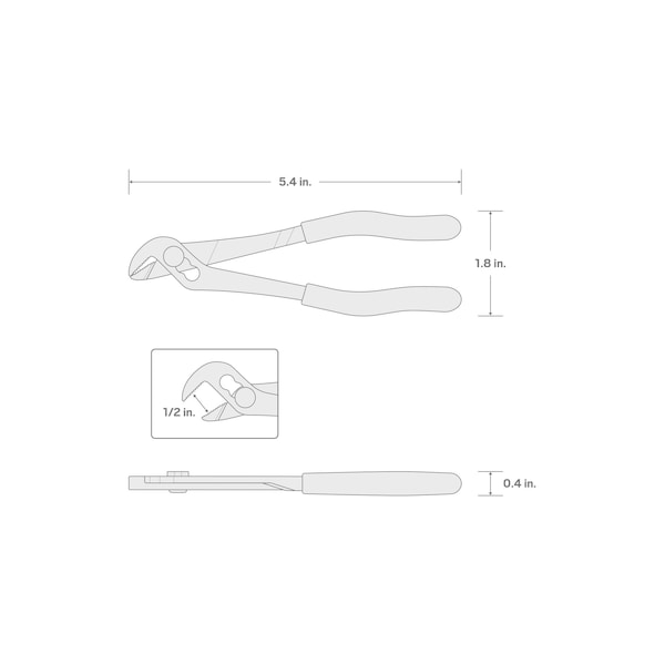 Tekton 5 Inch Angle Nose Slip Joint Pliers (1/2 in. Jaw) - PGA16005