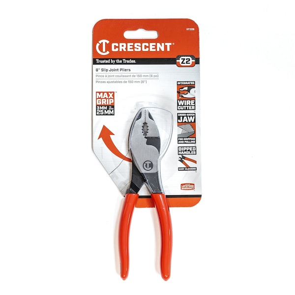 Crescent 6" Z2 Dipped Handle Slip Joint Pliers - HTZ26