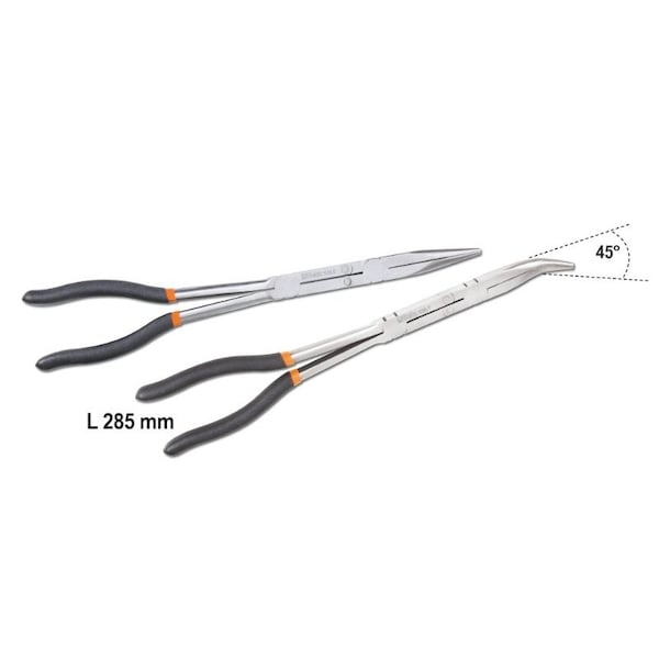 Beta 1009L/DP-S2 Set of 2 Long Knurled Half Round Nose Pliers with Double Jointed - 010090060