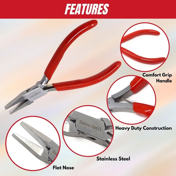 A2Z Scilab Jewelry Making Pliers Flat Nose Professional Repair Stainless Steel Tool with Cushion Grip - A2Z-ZR941