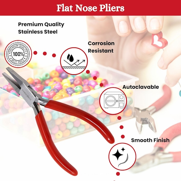 A2Z Scilab Jewelry Making Pliers Flat Nose Professional Repair Stainless Steel Tool with Cushion Grip - A2Z-ZR941
