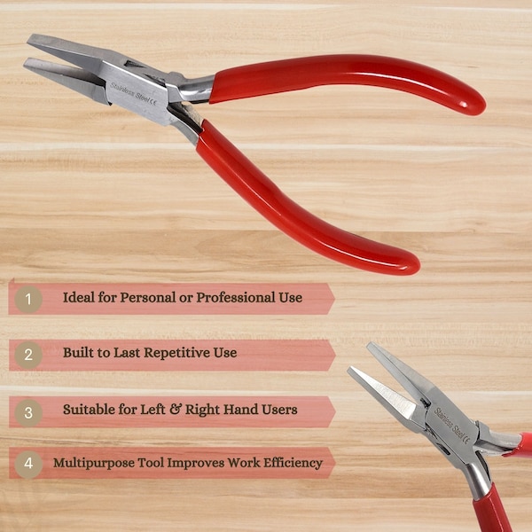 A2Z Scilab Jewelry Making Pliers Flat Nose Professional Repair Stainless Steel Tool with Cushion Grip - A2Z-ZR941