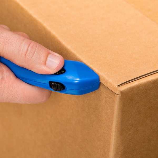Pacific Handy Cutter Safety Knife, Multipurpose, 5 1/2 in Length, Rounded Safety Blade, Ergonomic Handle, Blue - RSC-432