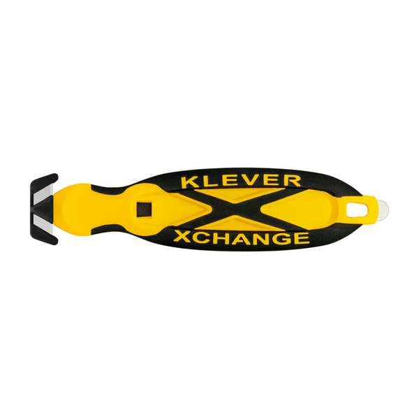 Klever Safety Cutter, 6 1/2 in Length, Oval Handle, Rubberized Grip, Steel Blade, Yellow/Black - KCJ-XC-Y