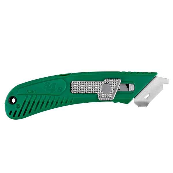 Pacific Handy Cutter Safety Knife, 3 Fixed Blade Depths, 5 3/4 in L, Safety Point, Steel Blade, Green Plastic Handle - S4R
