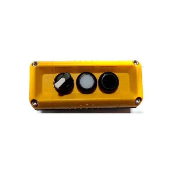 Springer Controls Co T.E.R., F71GY00020001011 Estación de Control de Montaje en Pared VICTOR, Amarillo, 3 Agujeros, Selector de 3 Posiciones + 2 Funciones - F71GY00020001011