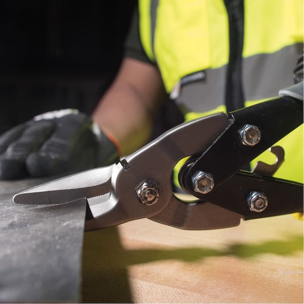 Klein Tools Aviation Snips, Wire Cutter, Straight, Straight/Wide Curves, 10.063'' - 1202S