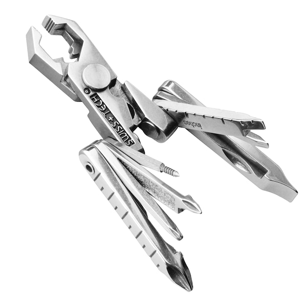 Prime-Line SWISS+TECH Stainless Steel 19-in-1 Key Chain Multi Tool, Polished Finish Single Pack - ST53100